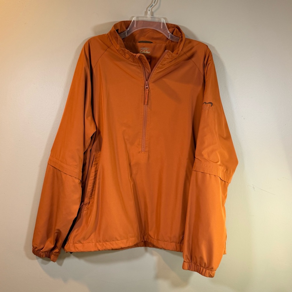 Cabelas L Jacket 1/2 Zip Pockets Windbreaker Pullover Golf Rust Gorpcore Outdoor